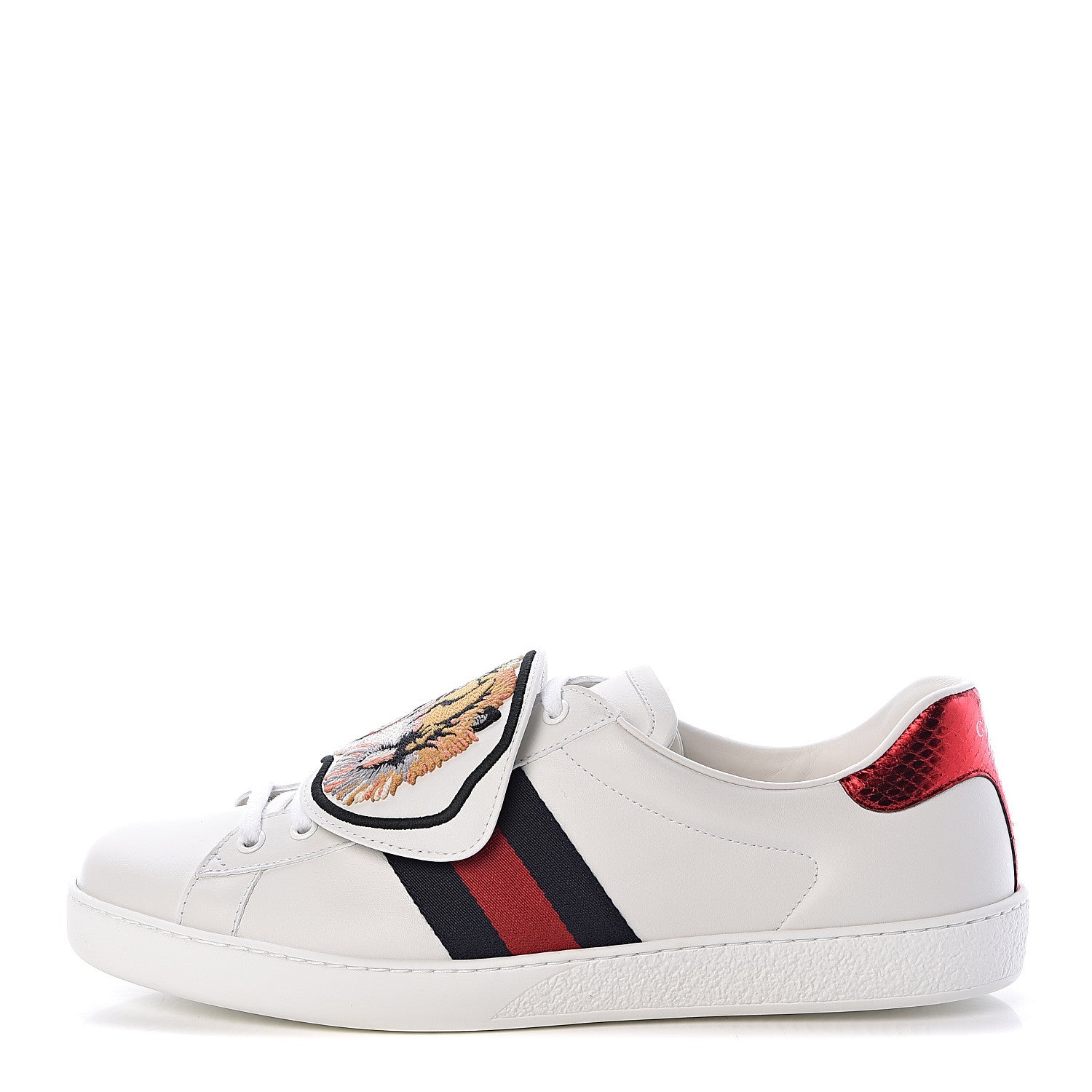 Gucci Calfskin Ayers Web Tiger Embroidered Mens Ace Sneakers 10.5 White 1 of 11