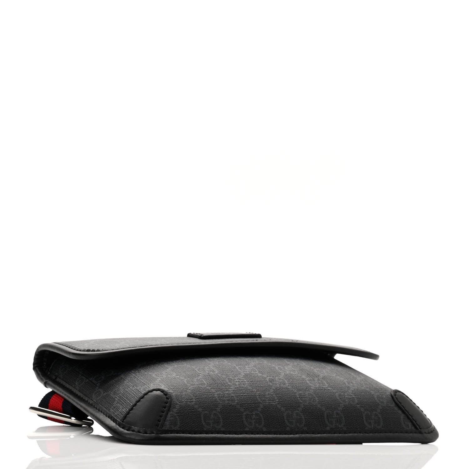 Gucci GG Supreme Monogram Web Slim Belt Bag Black Grey 4 of 11