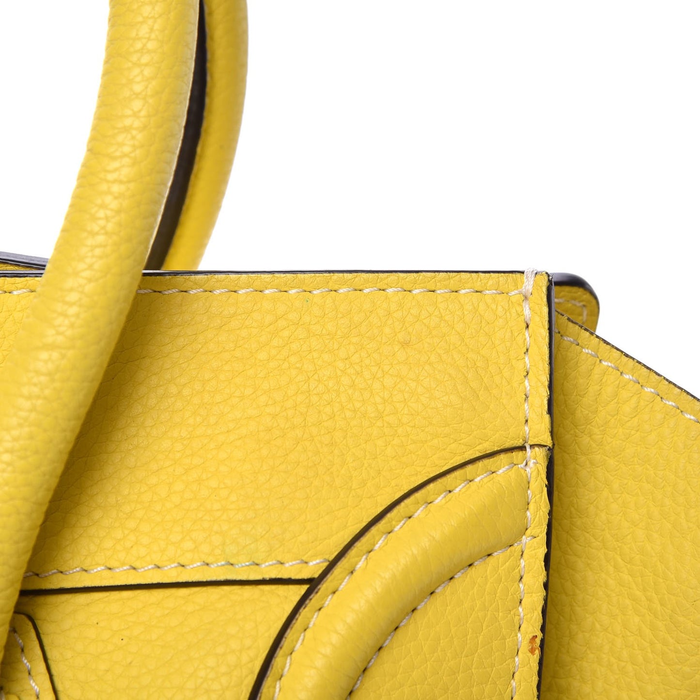 Drummed Calfskin Mini Luggage Citron