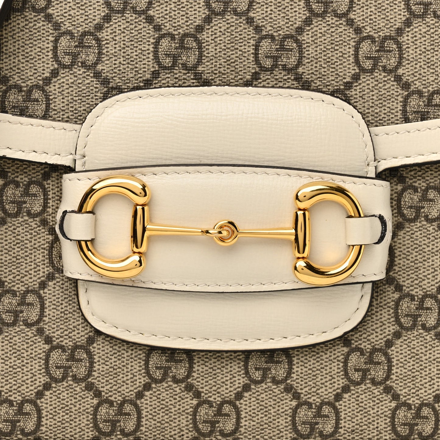 GG Supreme Monogram Horsebit 1955 Shoulder Bag Beige Mystic White