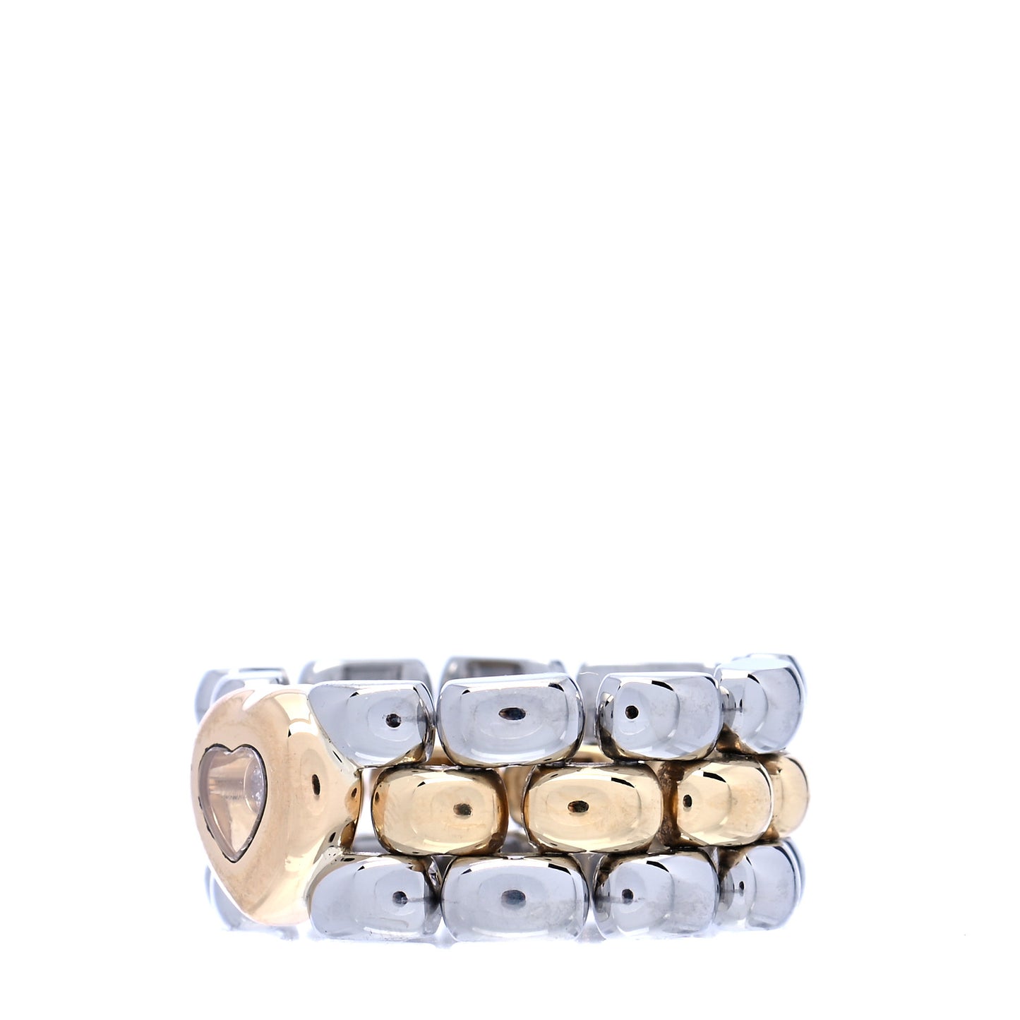 18K Yellow Gold Stainless Steel Happy Diamonds Heart Ring 62 10