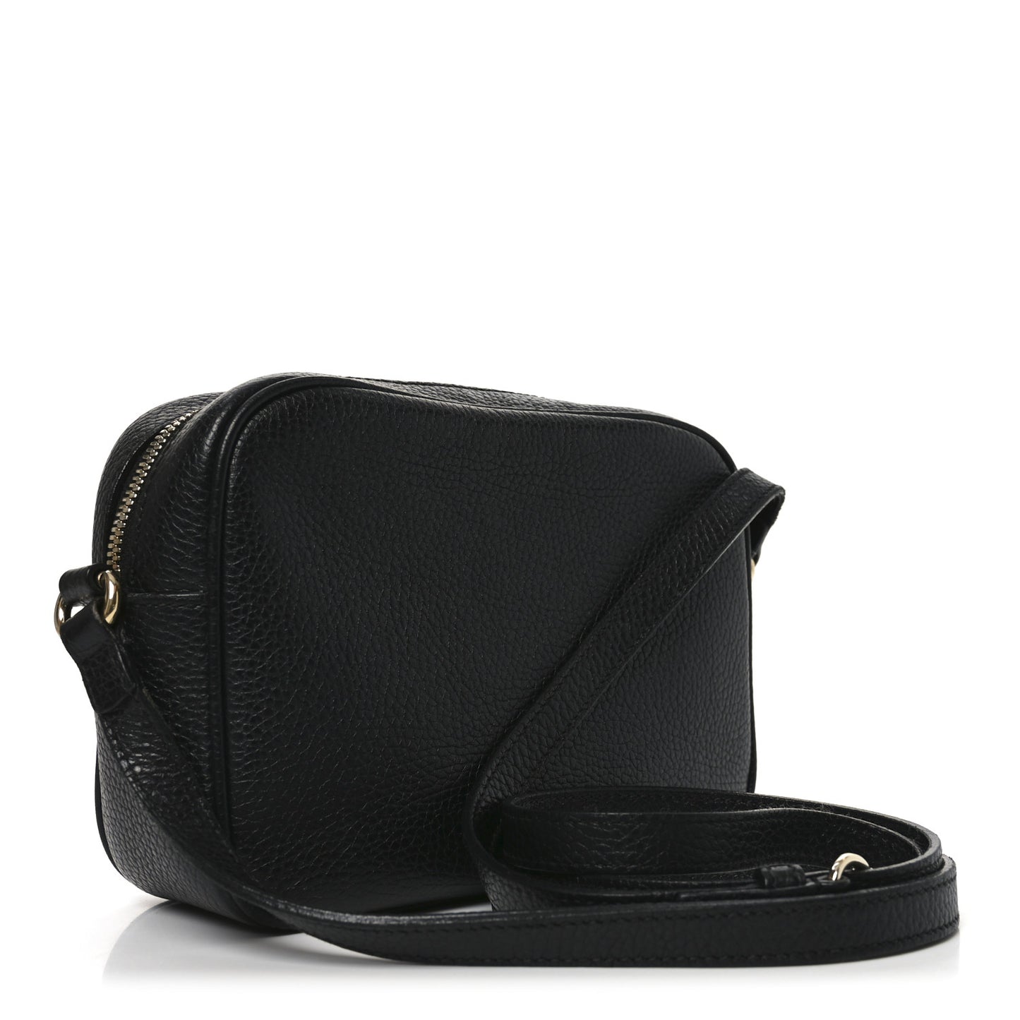 Pebbled Calfskin Small Soho Disco Bag Black