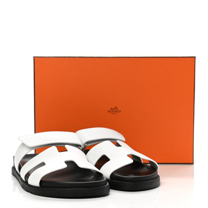 Hermes Calfskin Womens Chypre Sandals 38 White 9 of 9