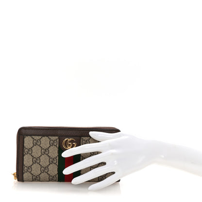 Gucci GG Supreme Monogram Web Ophidia Zip Around Wallet Brown 2 of 8