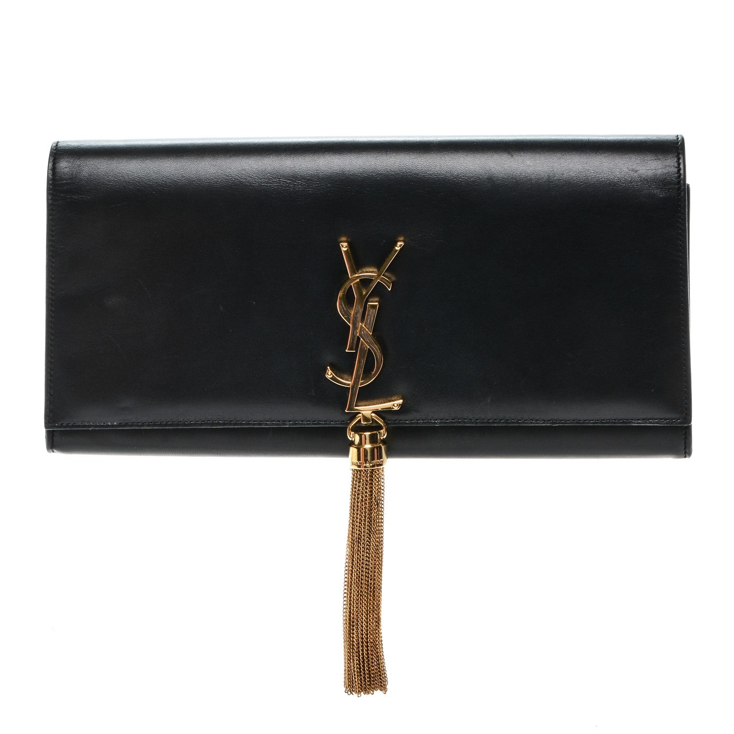 Saint Laurent Calfskin Classic Monogram Tassel Clutch Black 1 of 6