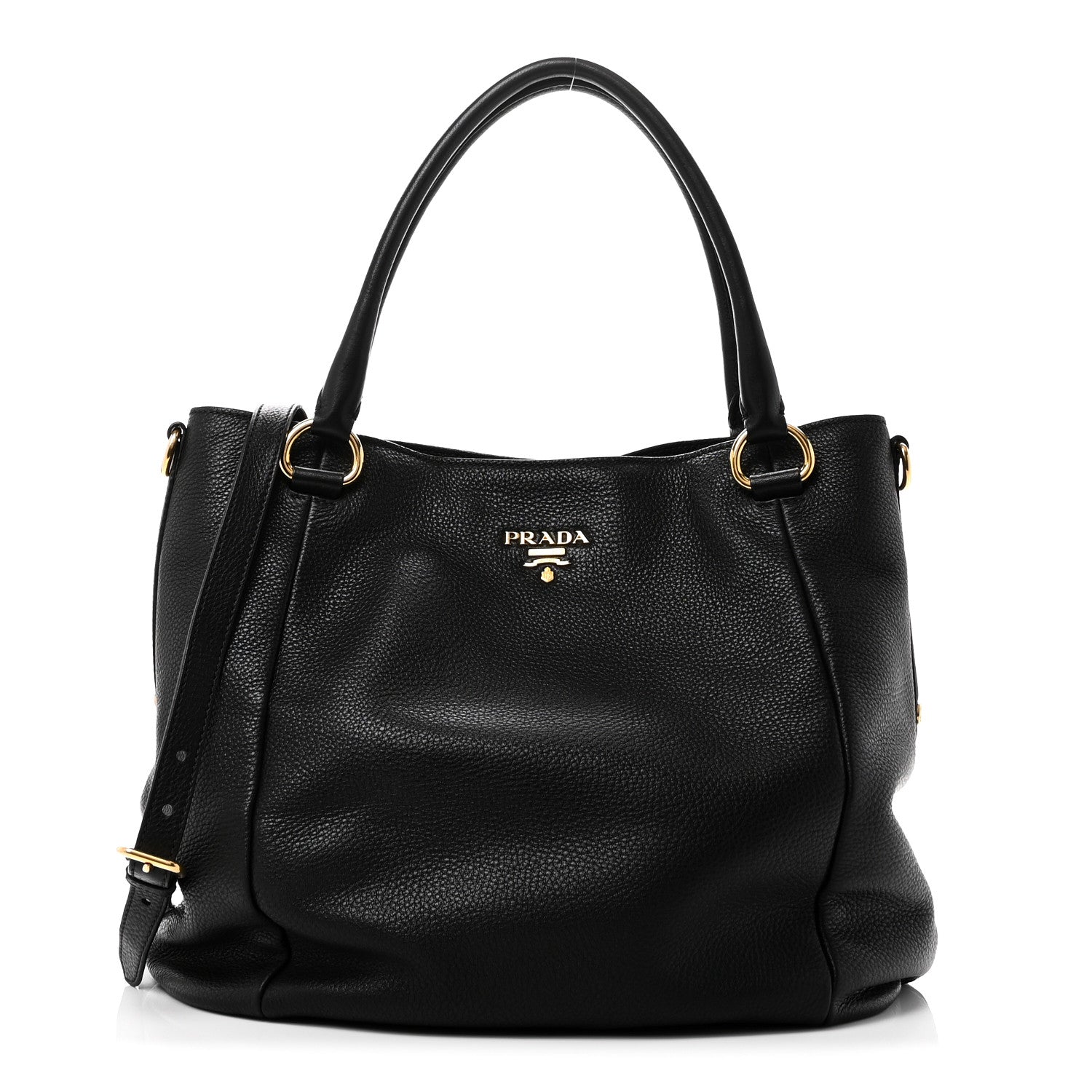 Prada Vitello Daino Shoulder Bag Black 1 of 9