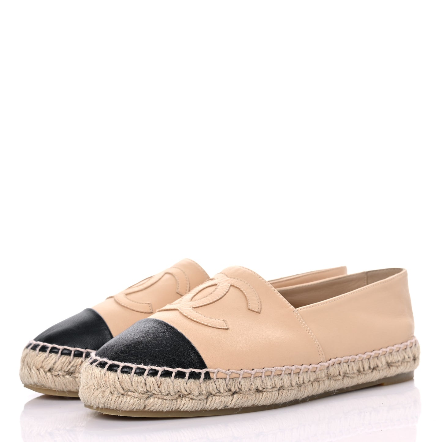 Lambskin CC Espadrilles 39 Beige Black
