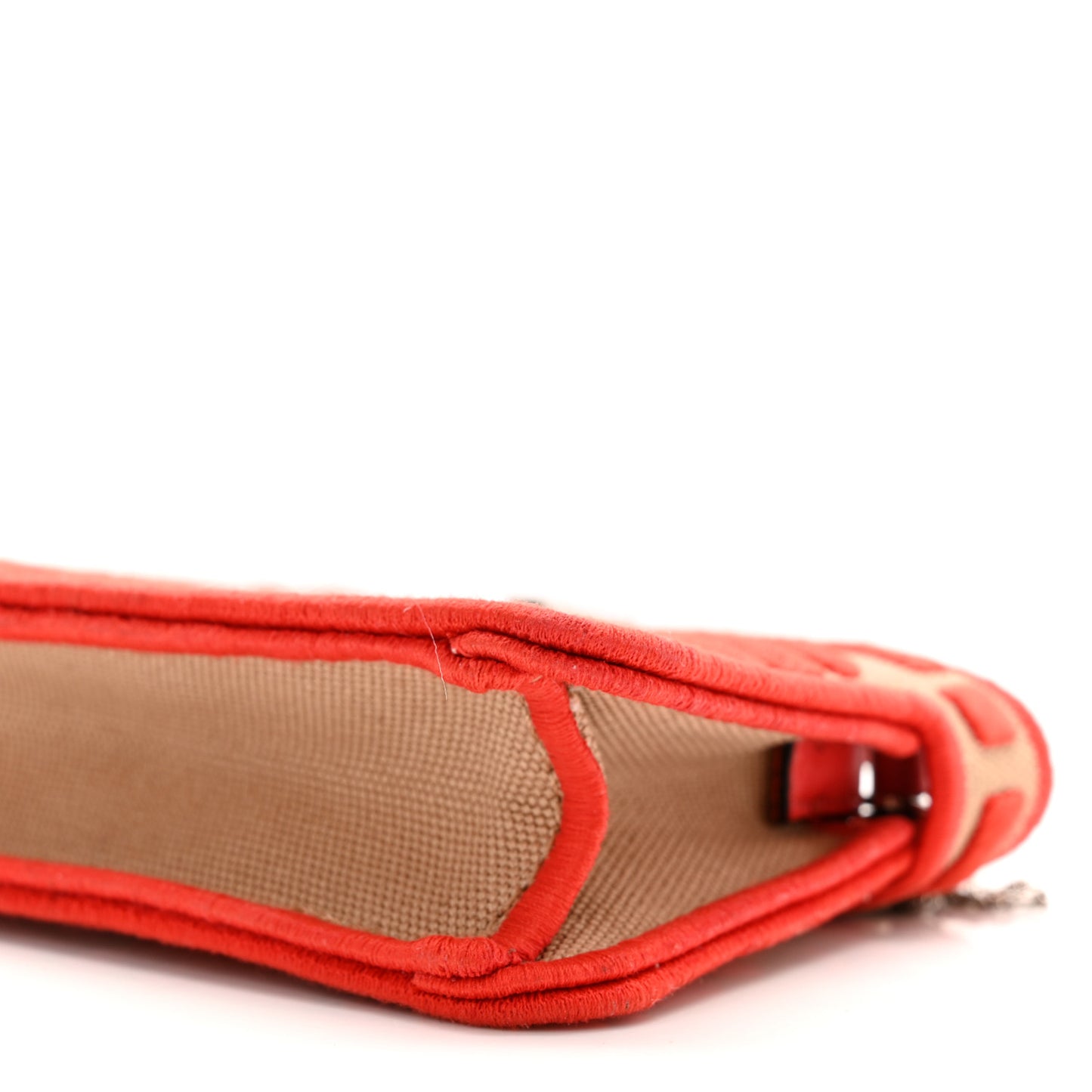 Canvas Vitello Volanato FF Embroidered Pico Peekaboo Charm Sand Tulipano