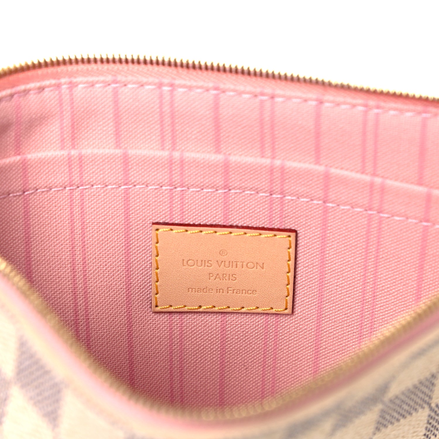Louis Vuitton Damier Azur Neverfull MM GM Pochette Rose Ballerine 5 of 7