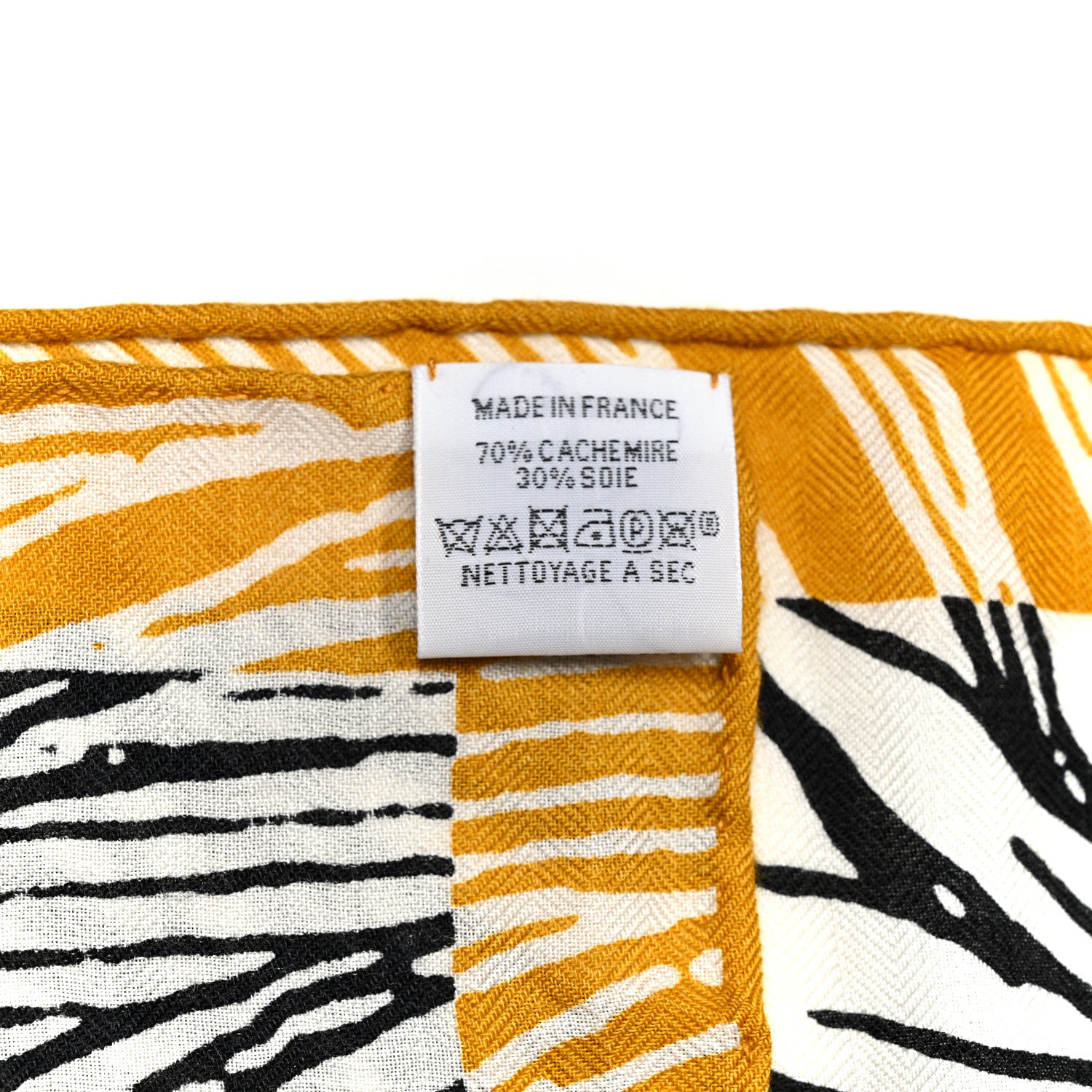 Hermes Cashmere Silk Cavaliere En Formes Shawl 140 White Black Kaki 2 of 5