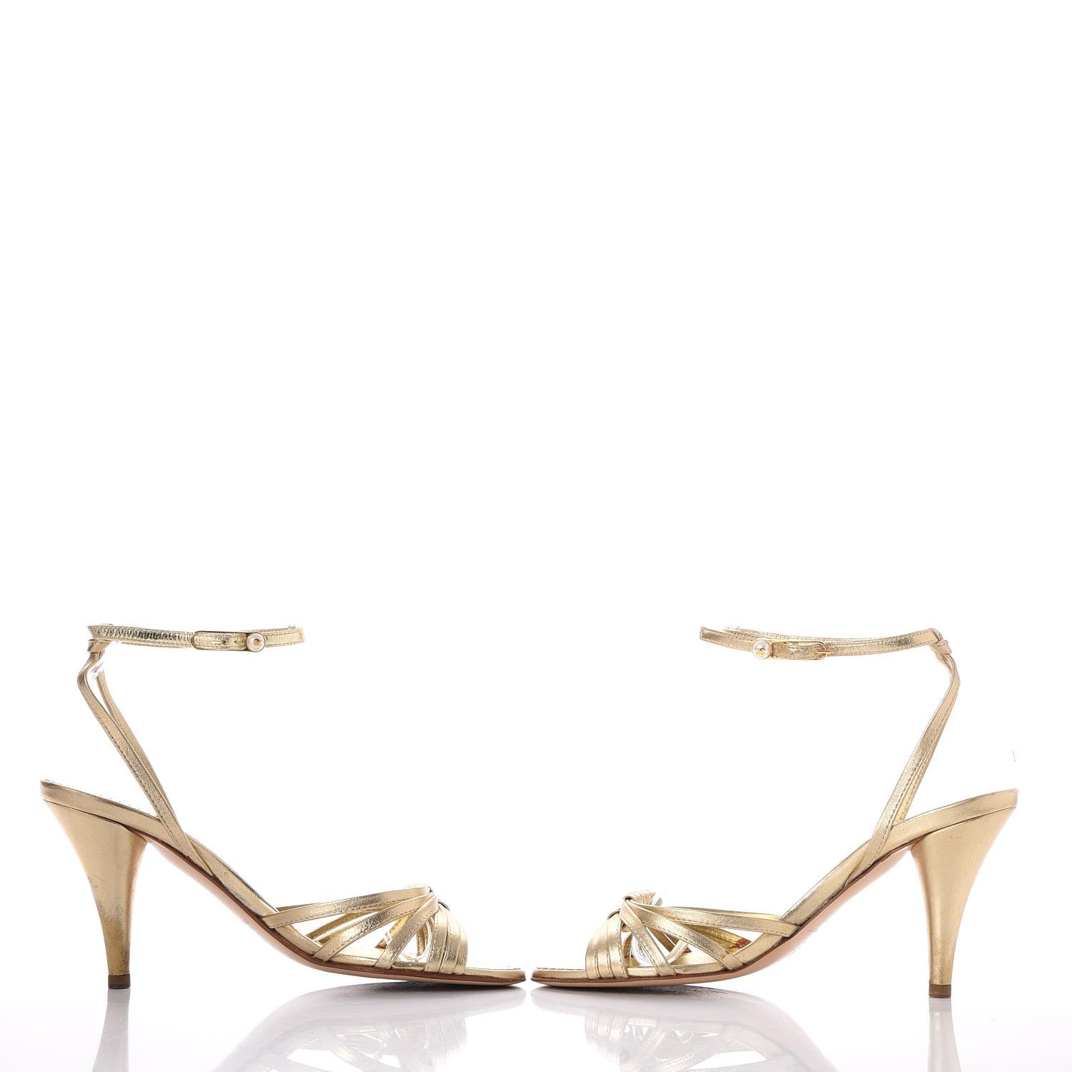 Chanel Metallic Lambskin Strappy Sandals 36 Light Gold 6 of 16