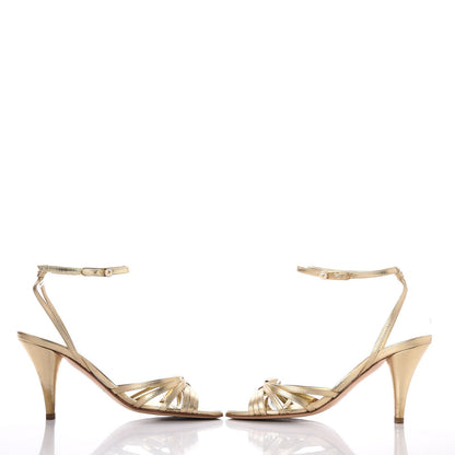 Chanel Metallic Lambskin Strappy Sandals 36 Light Gold 6 of 16