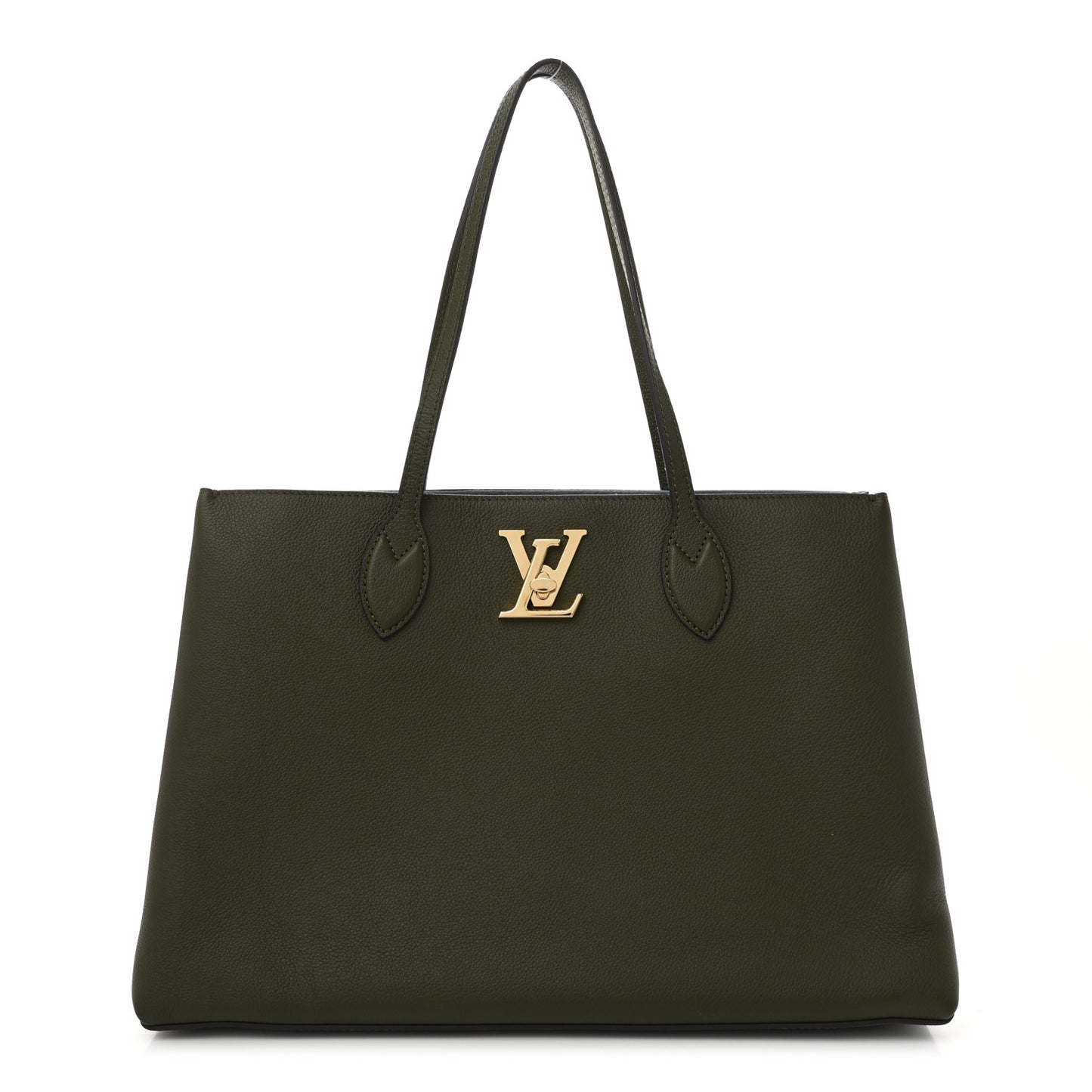 Grained Calfskin Lockme Shopper Kaki