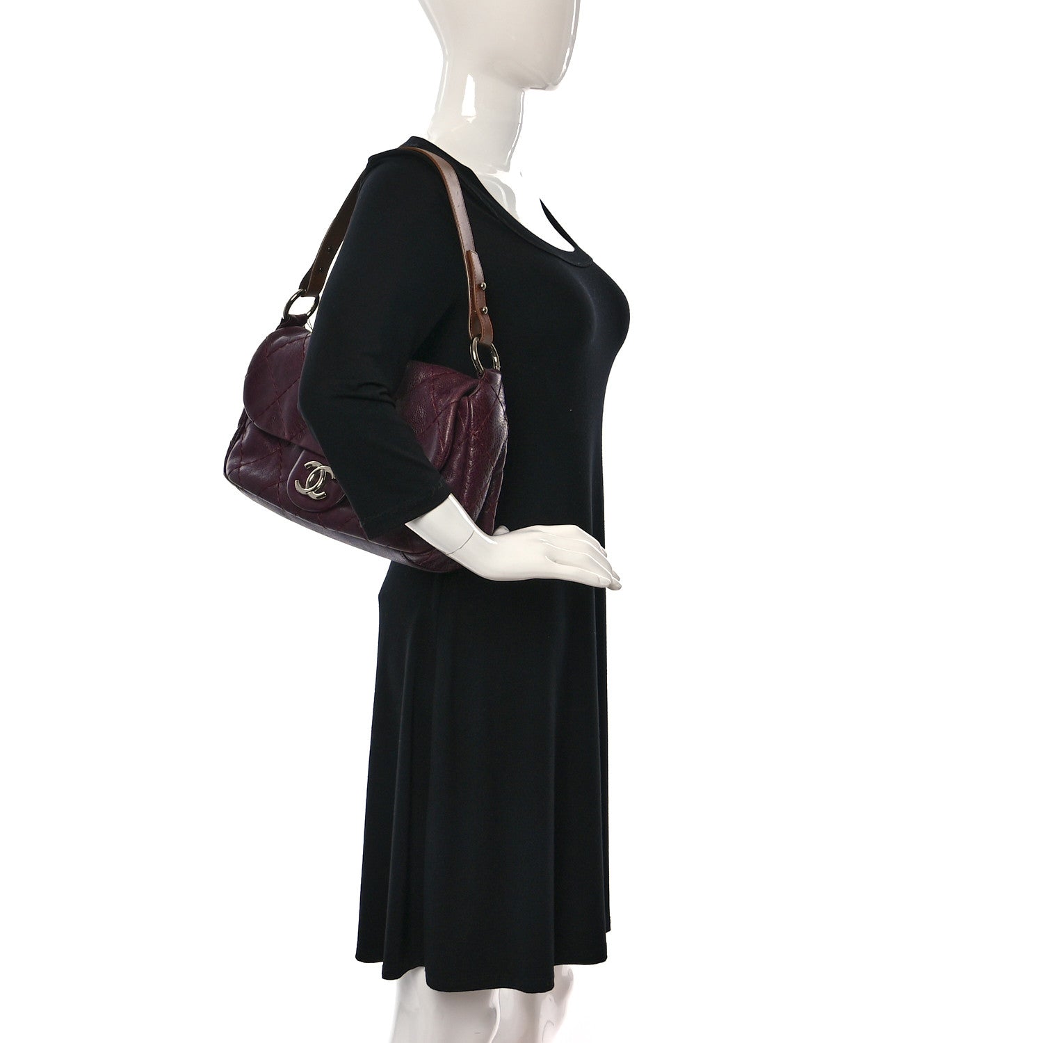 Chanel Glazed Calfskin Stitched On The Road Flap Plum 2 of 9