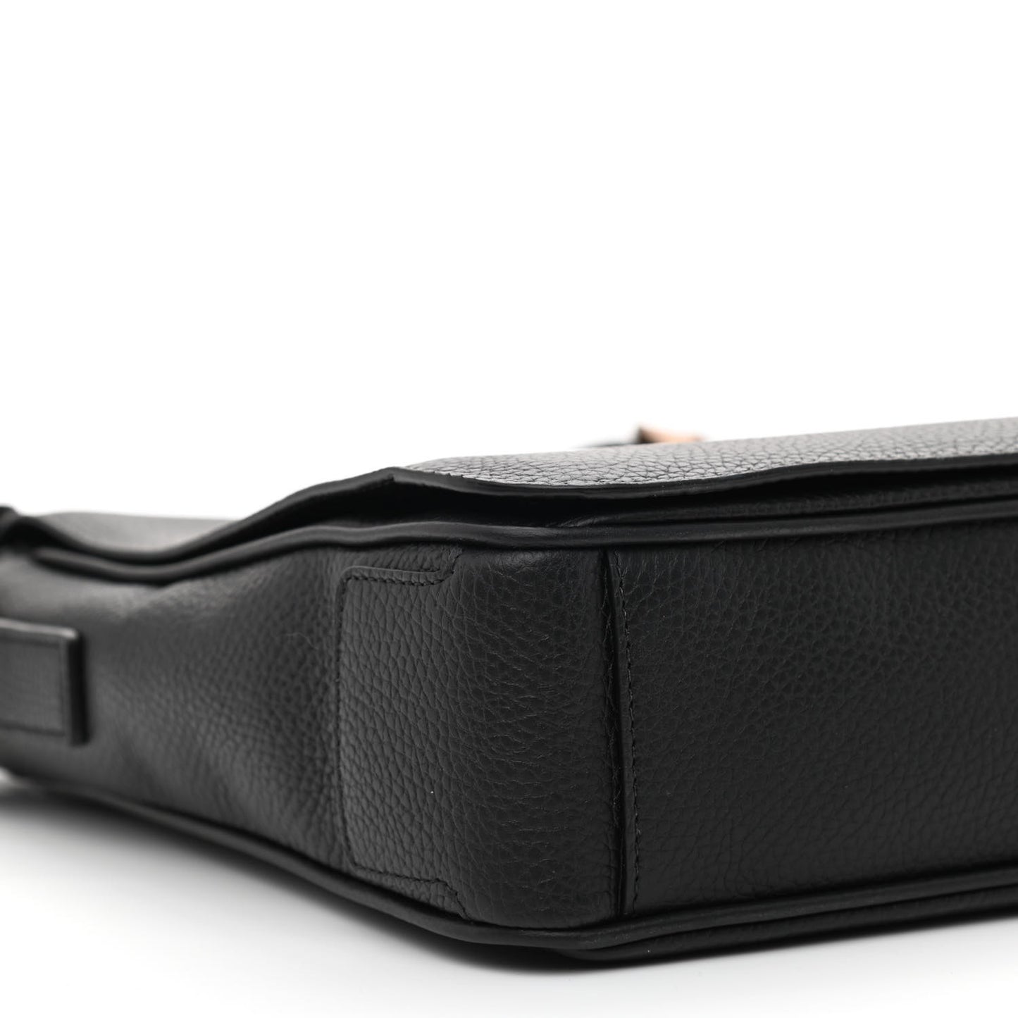 Grainy Calfskin Embossed Bruno Messenger Black