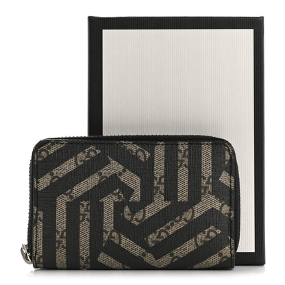 Gucci GG Supreme Monogram Caleido Zip Around Card Case Wallet Black 7 of 7