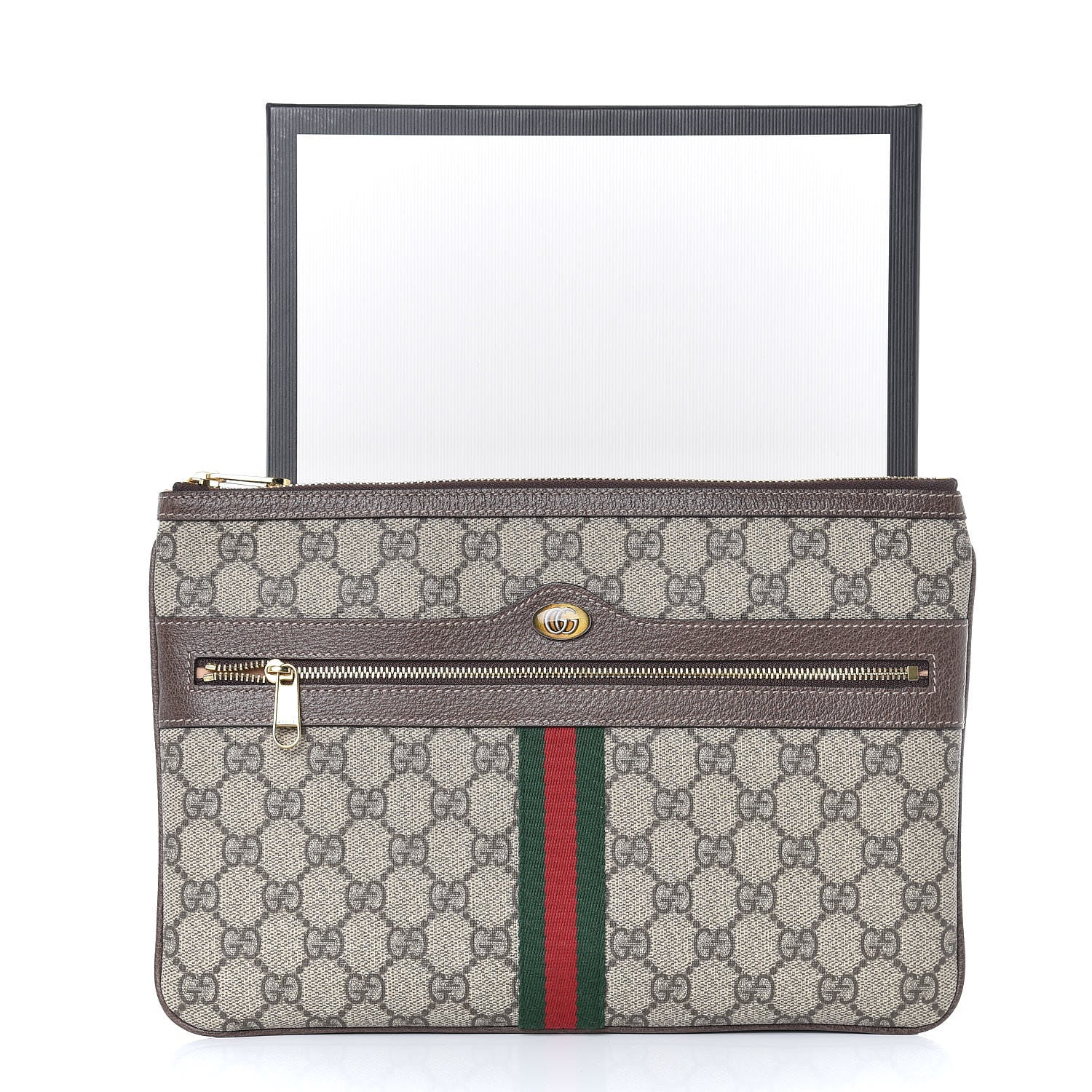 Gucci GG Supreme Monogram Large Ophidia Pouch Clutch Brown 8 of 8