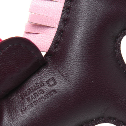 Hermes Milo Lambskin Matte Alligator Touch Grigri Rodeo Horse Bag Charm PM Rouge Sellier Framboise Rose Sakura 3 of 5