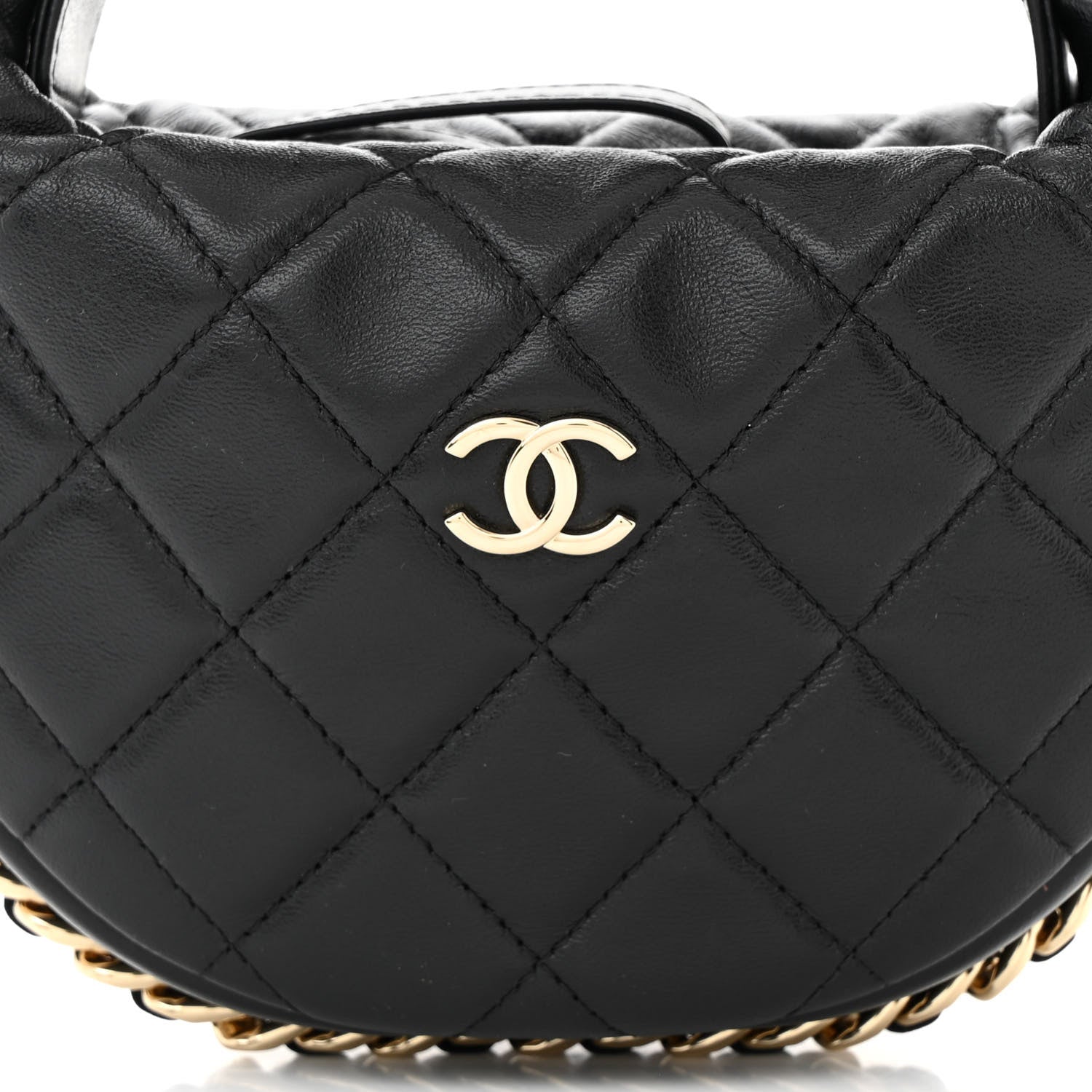 Chanel Lambskin Quilted Chain Around Pouch Black 8 of 10