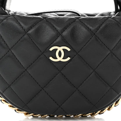 Chanel Lambskin Quilted Chain Around Pouch Black 8 of 10