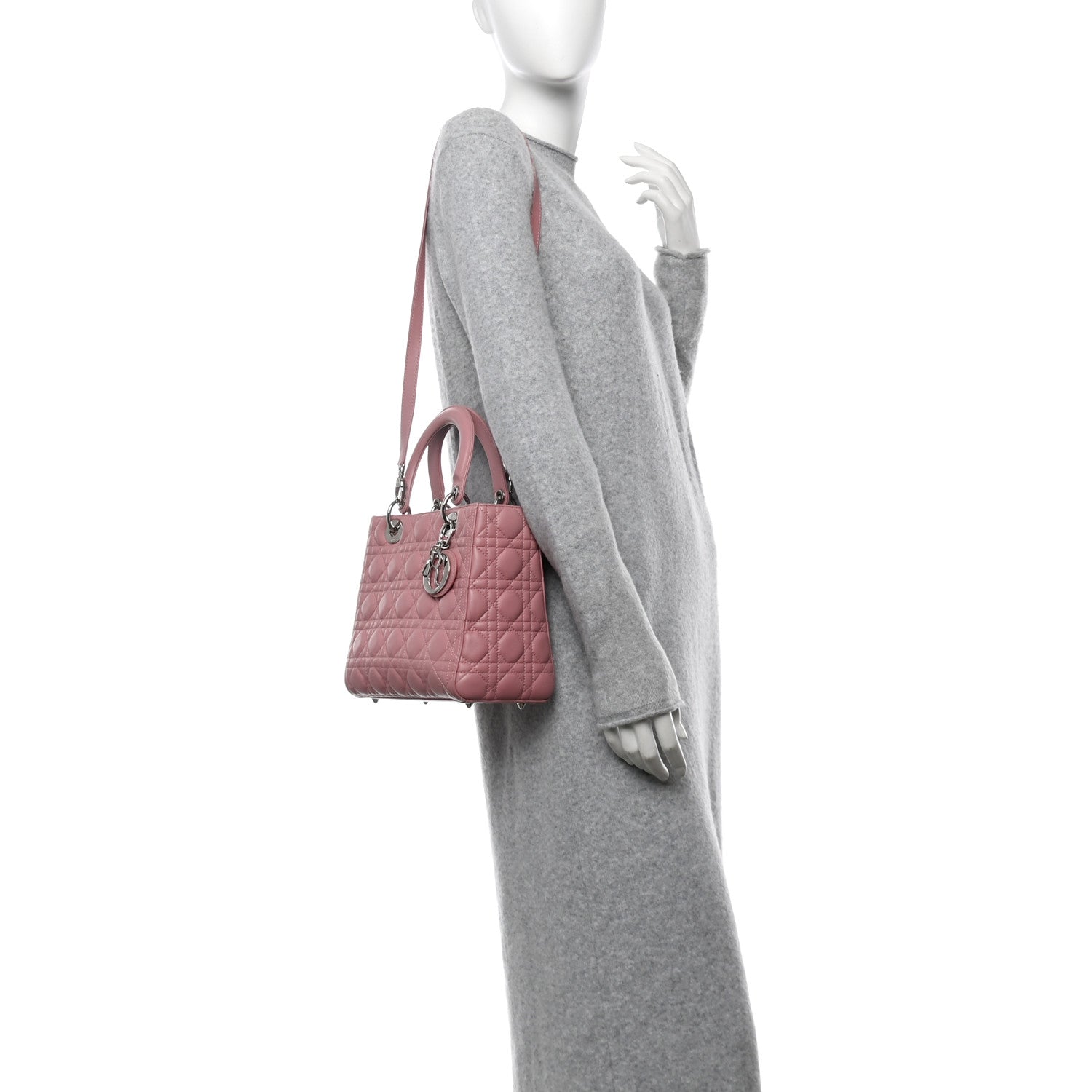 Christian Dior Lambskin Cannage Medium Lady Dior Pink 2 of 11