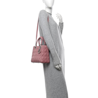 Christian Dior Lambskin Cannage Medium Lady Dior Pink 2 of 11