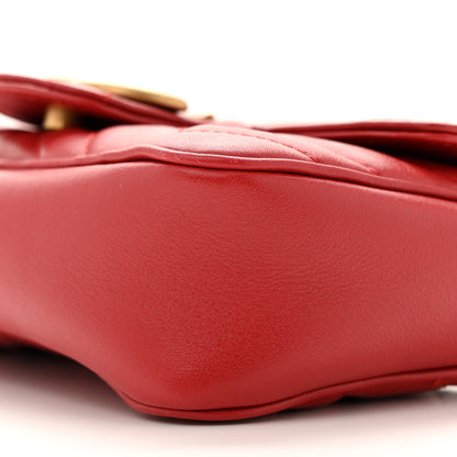 Gucci Calfskin Matelasse Super Mini GG Marmont Shoulder Bag Hibiscus Red 10 of 11