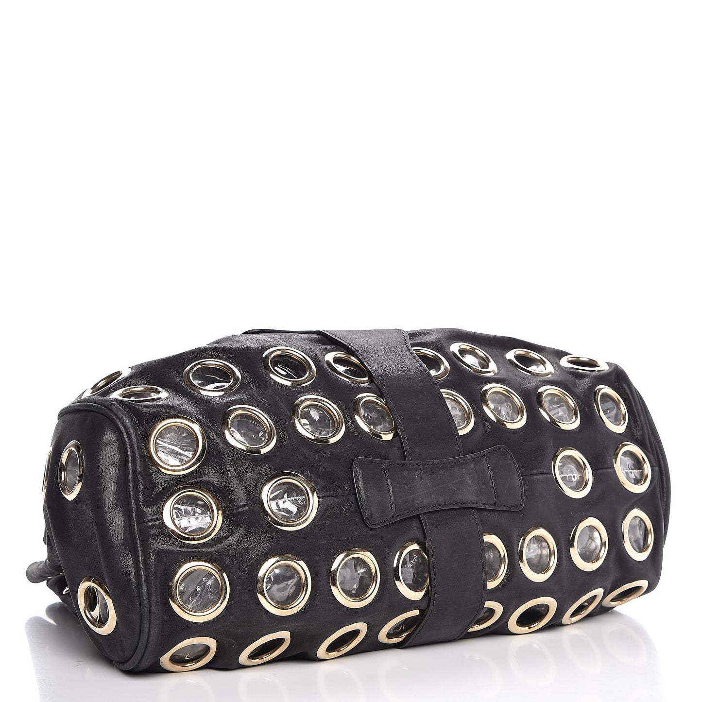 Metallic Suede Grommet Ramona Black