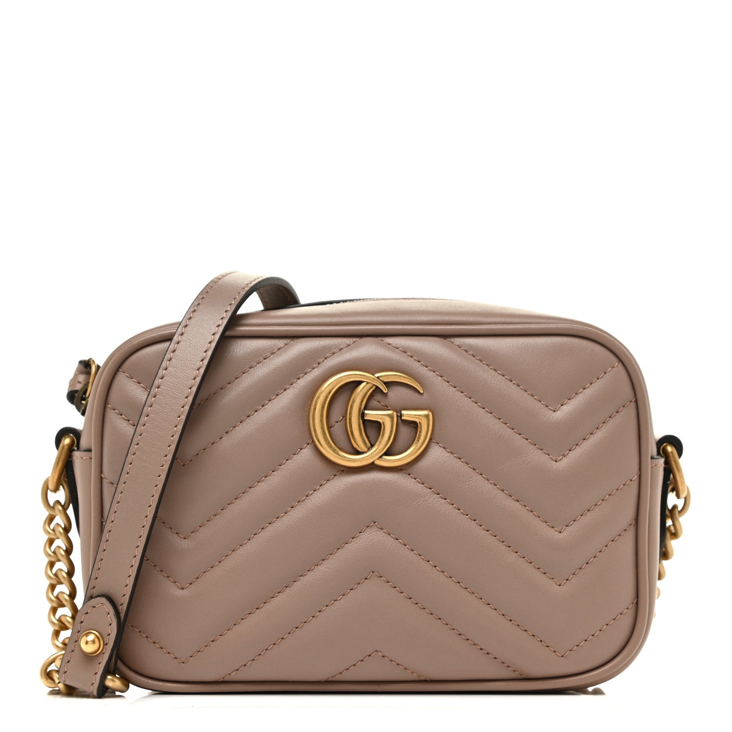 Gucci Calfskin Matelasse Mini GG Marmont Chain Shoulder Bag Porcelain Rose 1 of 10