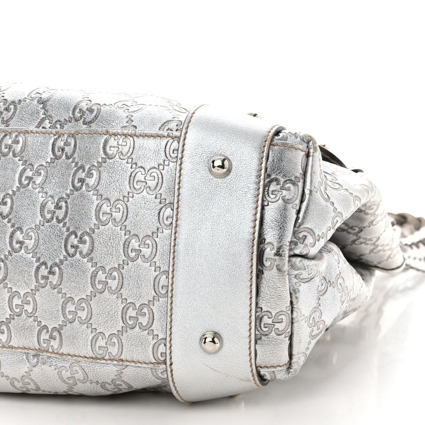 Metallic Guccissima Medium Pelham Shoulder Bag Silver