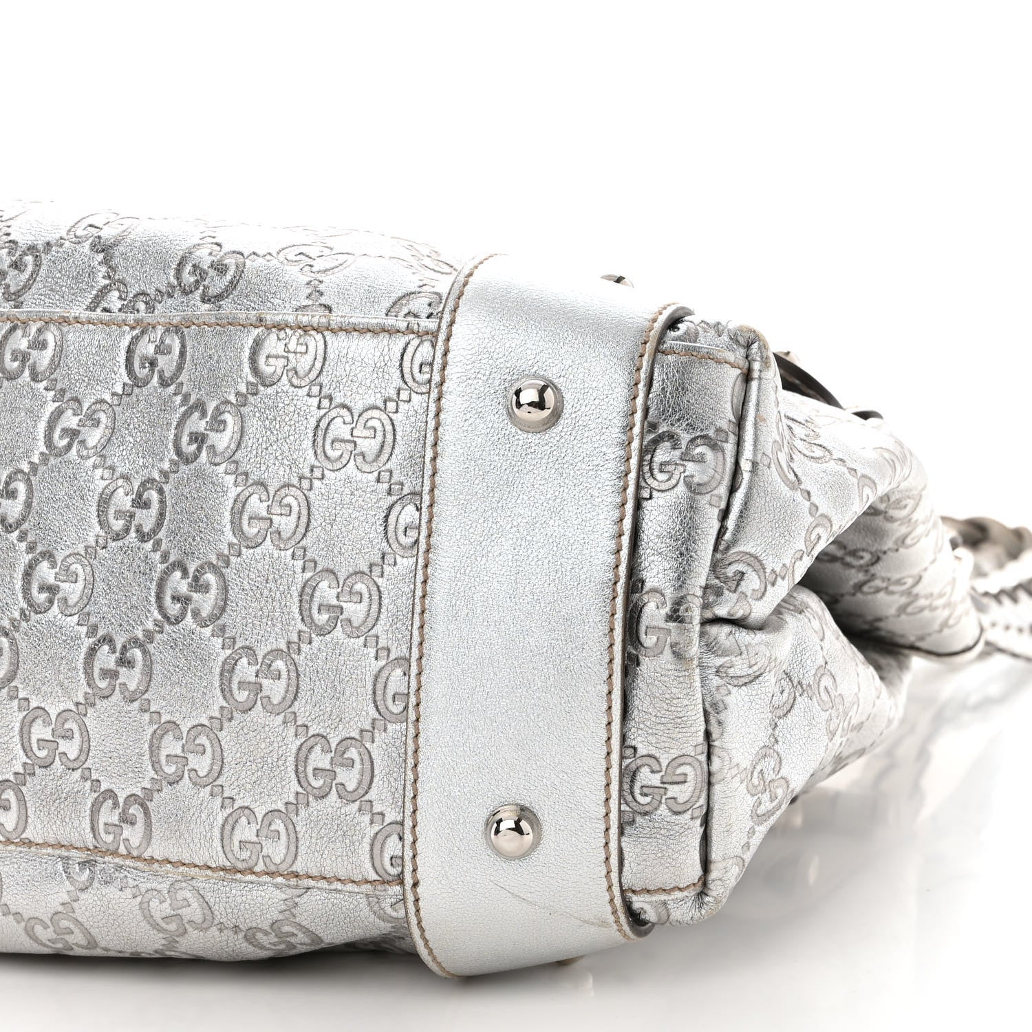 Gucci Metallic Guccissima Medium Pelham Shoulder Bag Silver 10 of 15