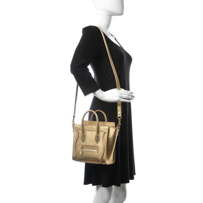 Celine Laminated Lambskin Nano Luggage Gold 2 of 10