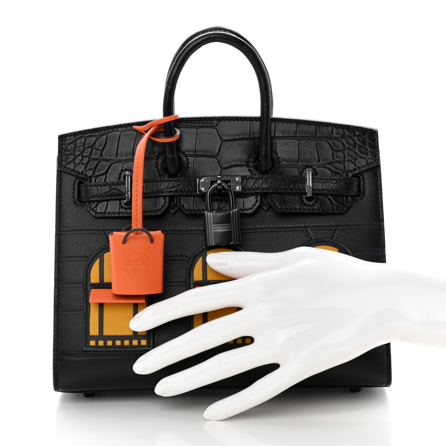 Hermes Madame Calfskin Matte Alligator Swift Faubourg Midnight Birkin Sellier 20 Black 2 of 12