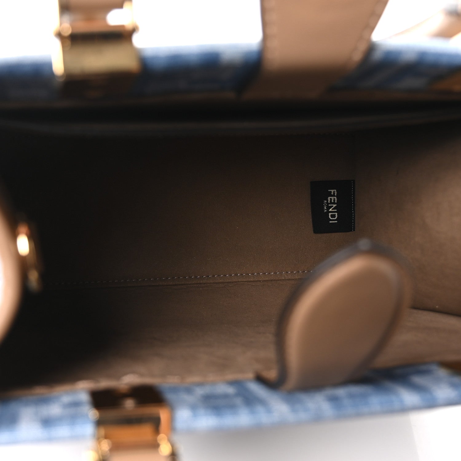 Fendi Denim Jacquard Vitello Grace FF 1974 Small Fendi Sunshine Shopper Tote Denim Sand 5 of 9