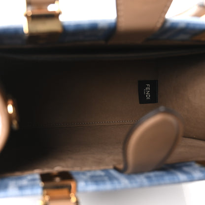 Fendi Denim Jacquard Vitello Grace FF 1974 Small Fendi Sunshine Shopper Tote Denim Sand 5 of 9