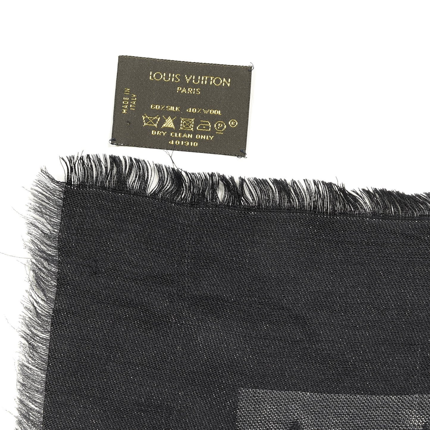 Silk Lurex Wool Monogram Shine Shawl Black