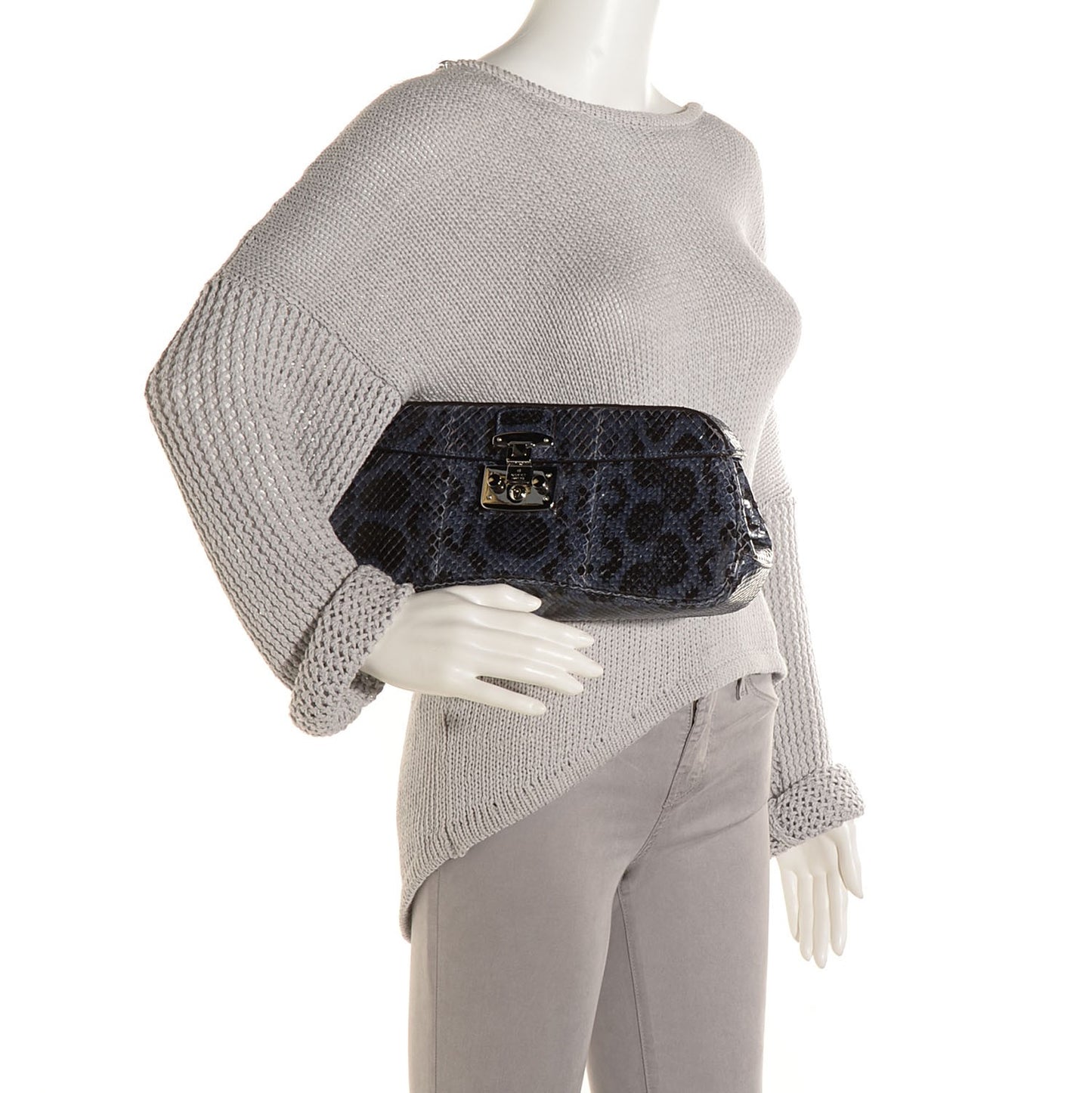 Python Lady Lock Clutch Blue