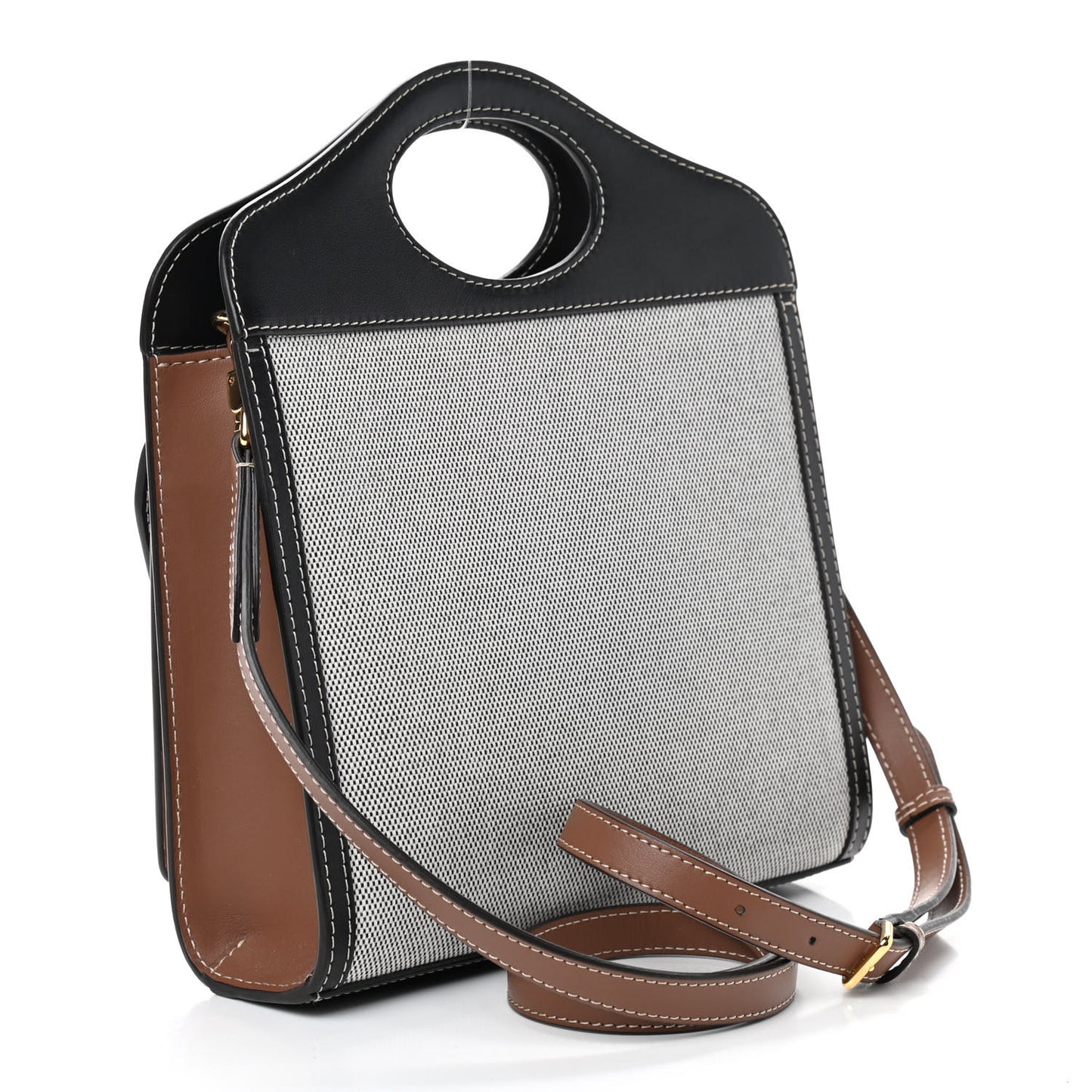 Smooth Calfskin Canvas Two Tone Mini Pocket Bag Black Tan