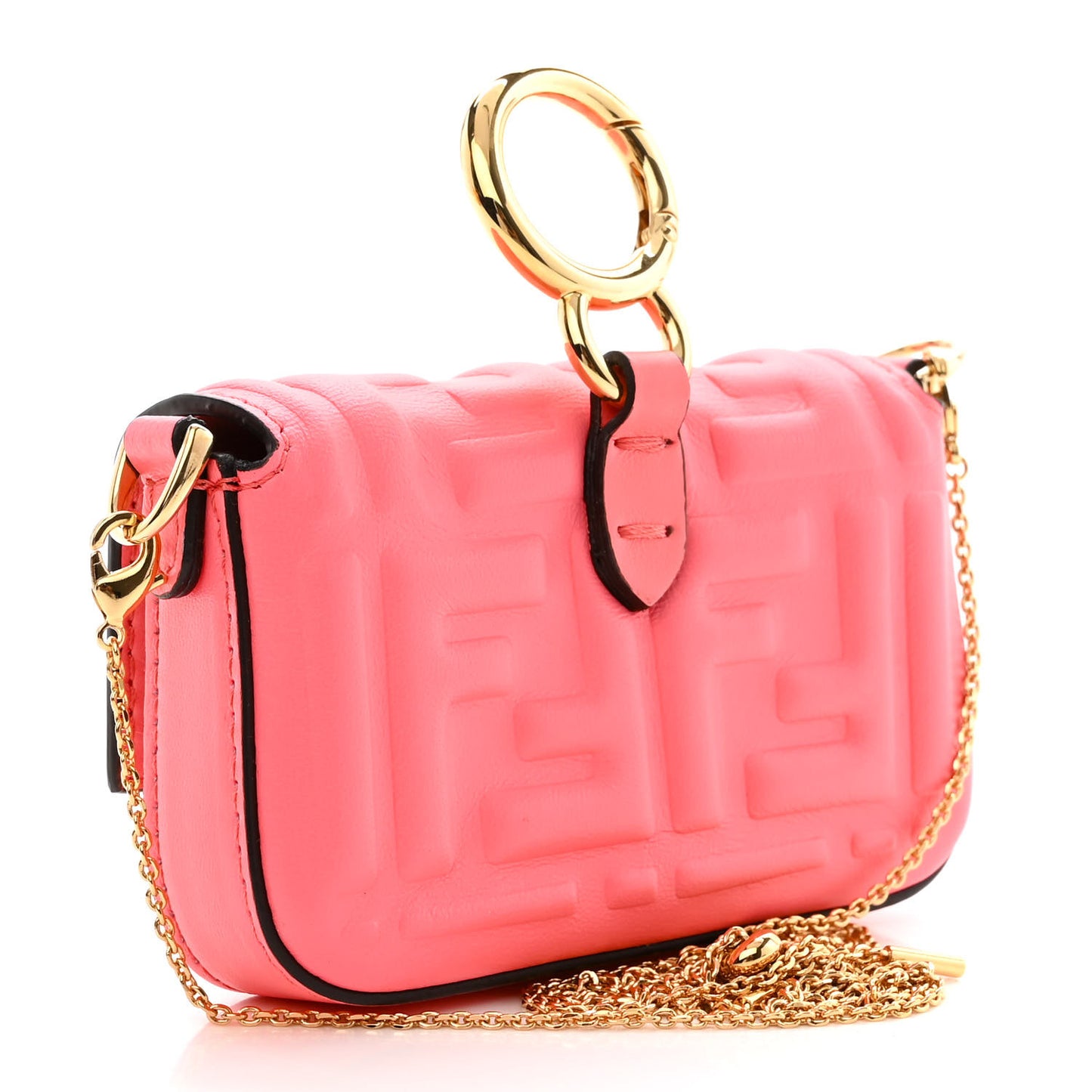Nappa Matisse FF Embossed Nano Maxi Buckle Baguette Charm Pink Dalia