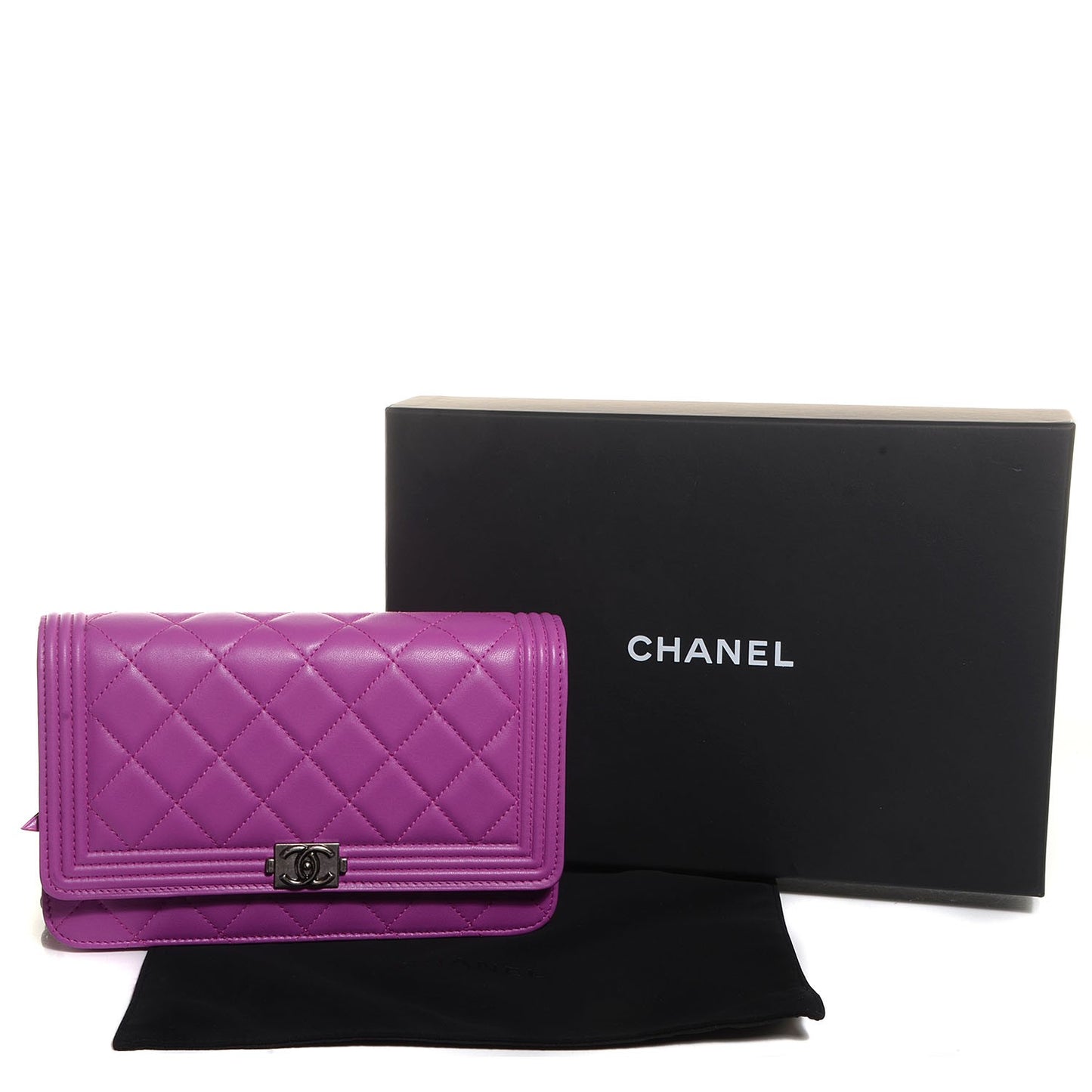 Lambskin Boy Wallet On Chain WOC Pink