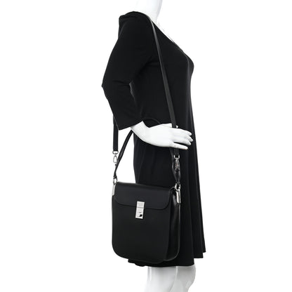 Prada Brushed Calfskin Nylon Small Margit Flap Bag Black 2 of 13