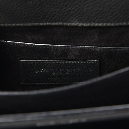 Saint Laurent Grained Calfskin Monogram Sunset Satchel Black 6 of 6