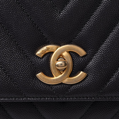 Chanel Caviar Chevron Quilted Small Coco Handle Flap Black 4 of 5