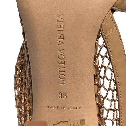 Bottega Veneta Mesh Nappa Chunky Chain Sandals 38 Beige Pony 6 of 8