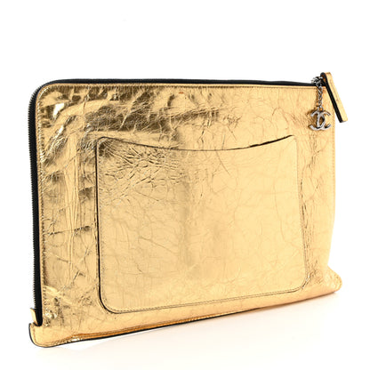 Chanel Metallic Lambskin Large Feministe Maize Feminine Pouch Clutch Gold 3 of 7