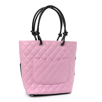 Chanel Calfskin Quilted Medium Cambon Tote Pink Black 3 of 11