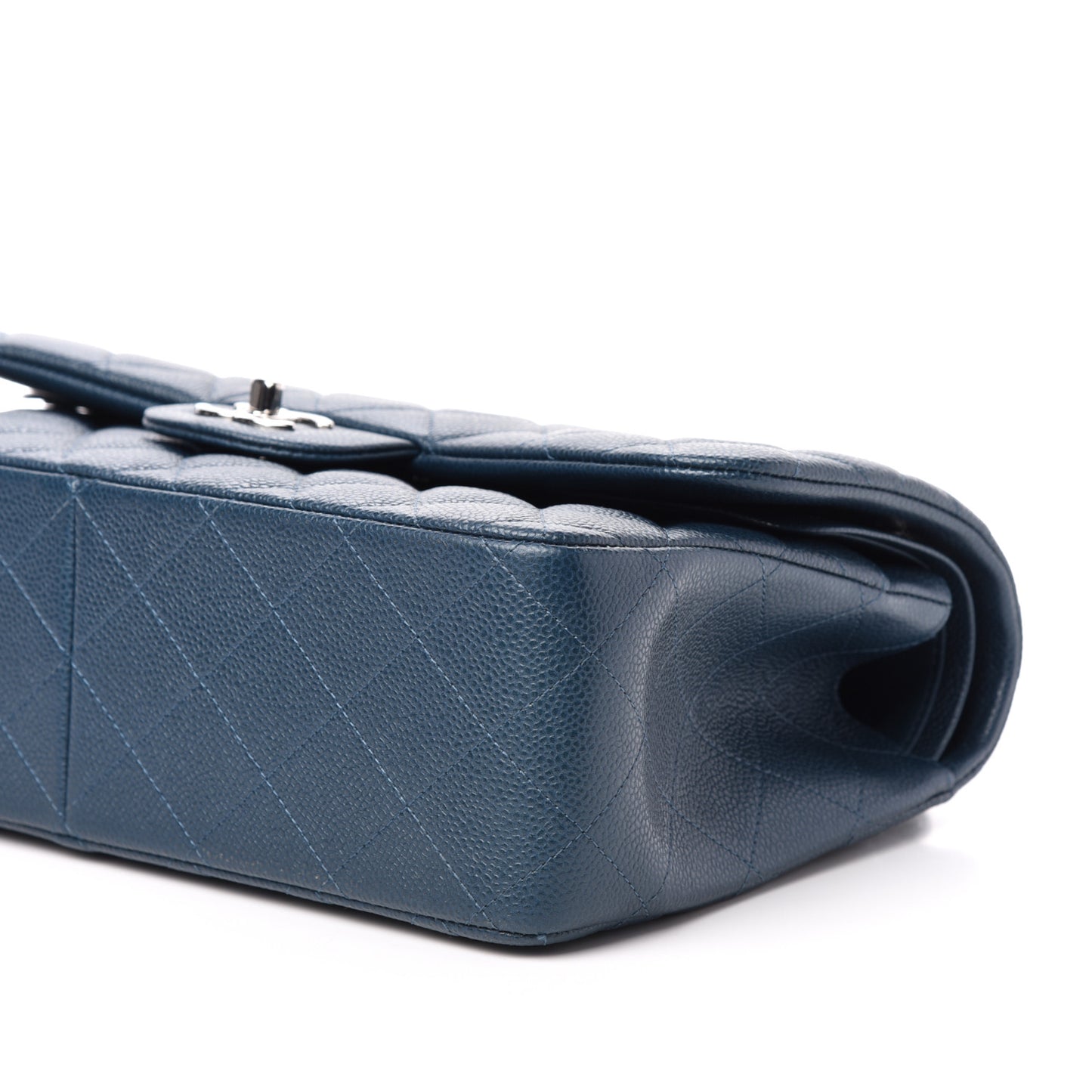 Metallic Caviar Jumbo Double Flap Blue