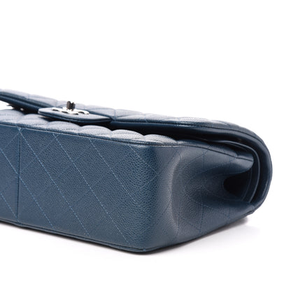 Chanel Metallic Caviar Jumbo Double Flap Blue 10 of 11