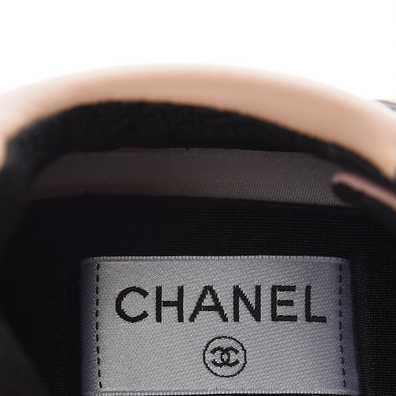 Chanel Nylon Calfskin Suede CC Womens Sneakers 37.5 Pink Black 5 of 11