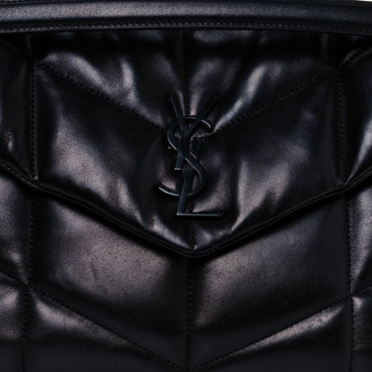 Saint Laurent Lambskin Quilted Medium Loulou Puffer Monogram Chain Satchel Black 7 of 10